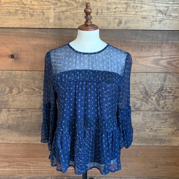 Lucky Brand Tops - Lucky Brand Blue Gathered Top